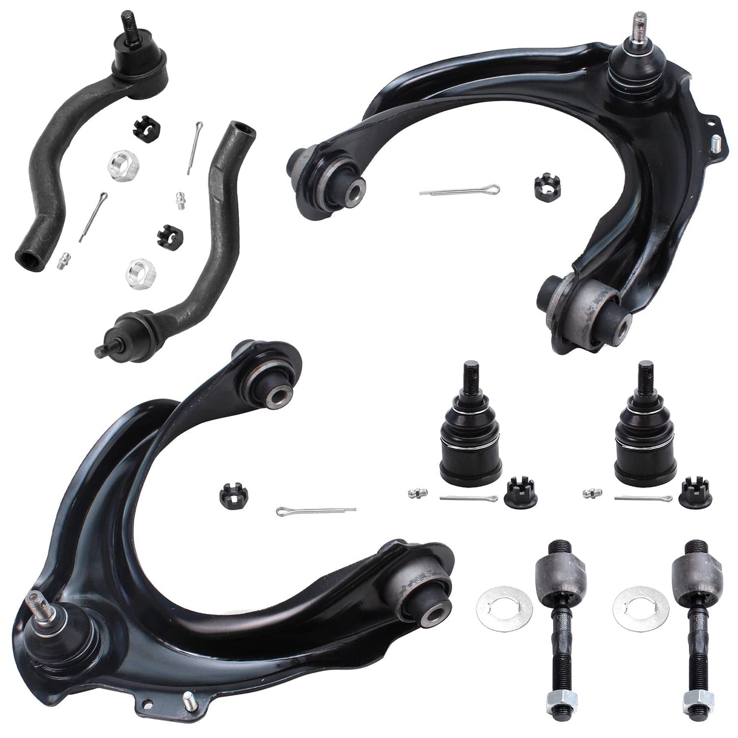 Detroit Axle - 8pc Front End Suspension Kit for 03-07 Honda Accord, 04-08 Acura TSX, 2 Upper Control Arms w/Ball Joint 4 Tie Rod